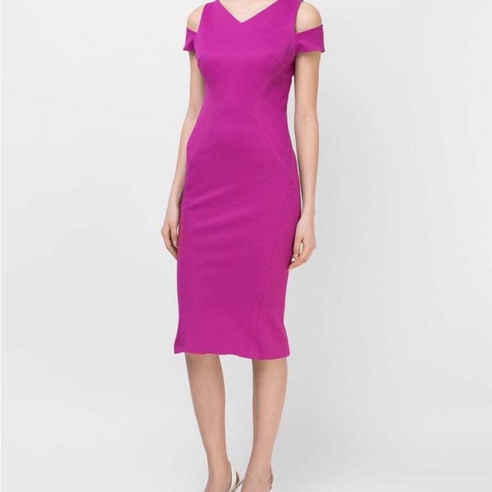 ZAC POSEN Sheath Pink Cut-Out Lined V-Neck - Picture 3 of 6